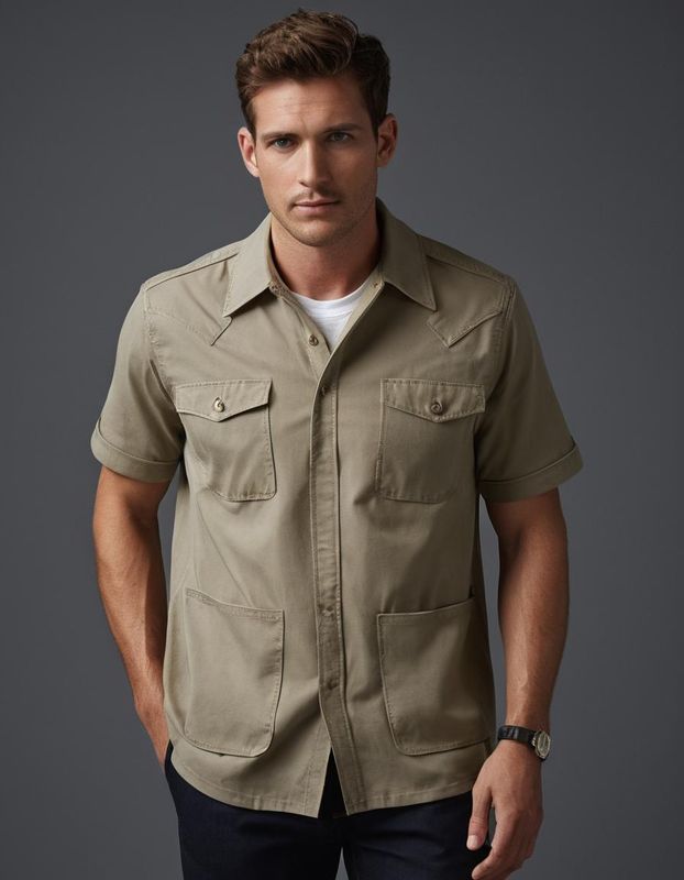 Men&#39;s khaki bushshirt