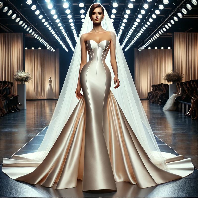Weddingdress, fit and flair,  Longtail, patterns in all sizes available