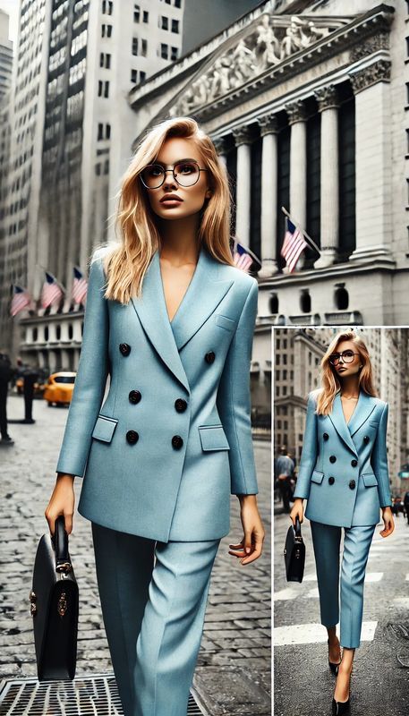 Ladies powersuit Double breasted jacket