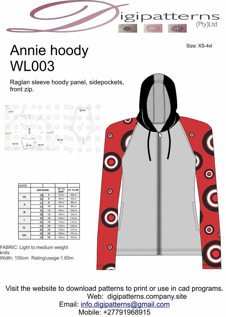 Ladies raglan hoody