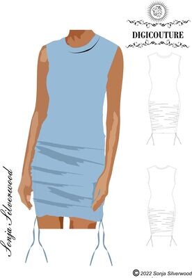 Dress Side rouche, runway inspired. Nested pattern