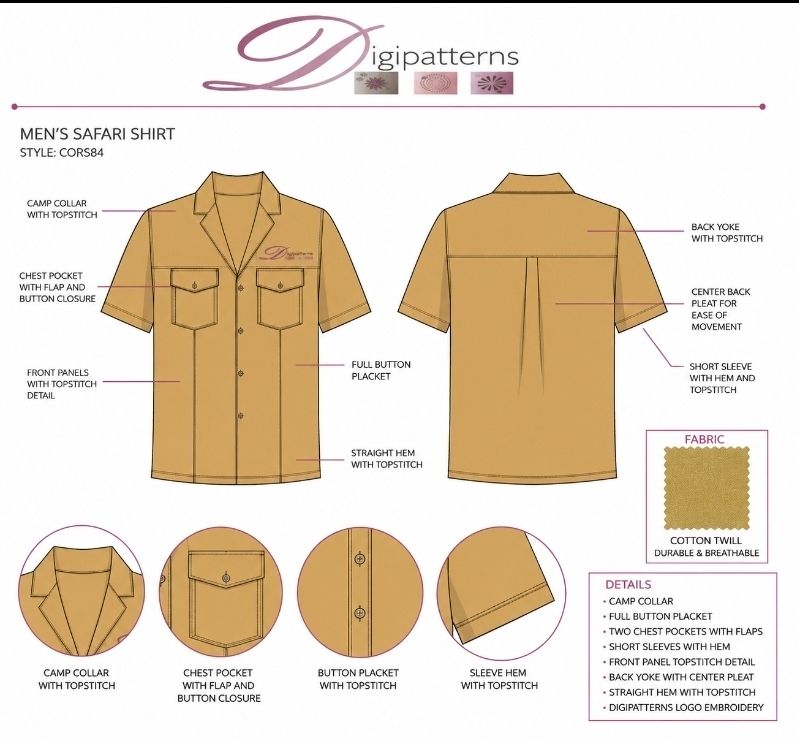 Men's khaki bushshirt
