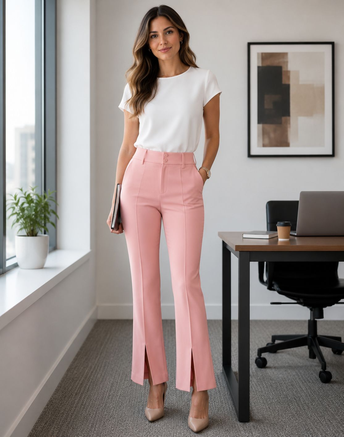 Corporate Ladies pant flair hem