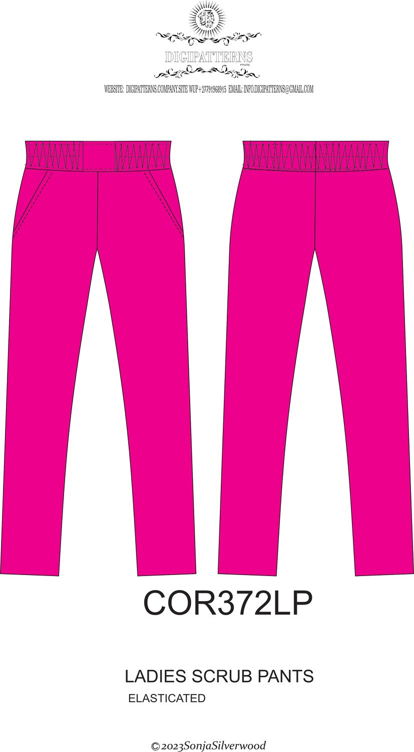Scrub ladies pants wide elastic