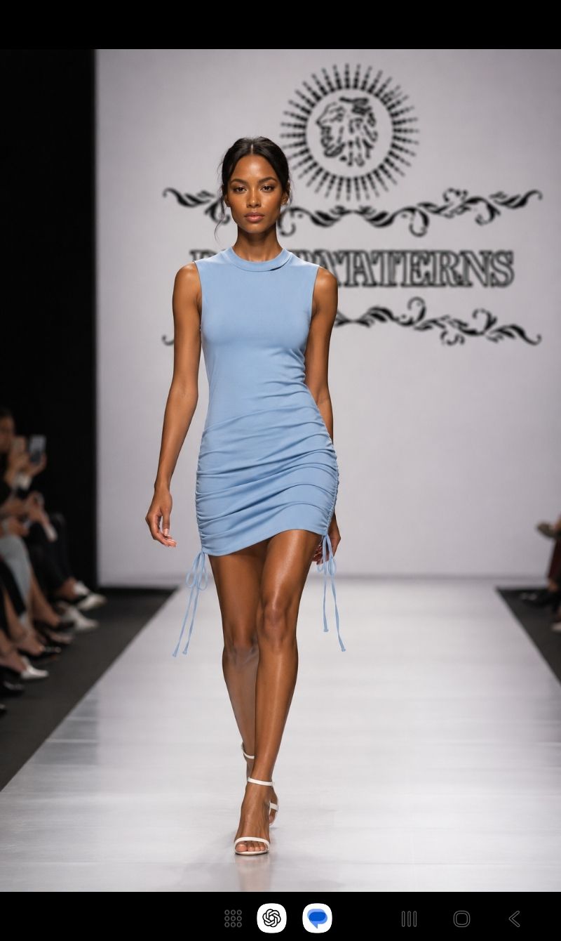 Instant couture dress with side rouching