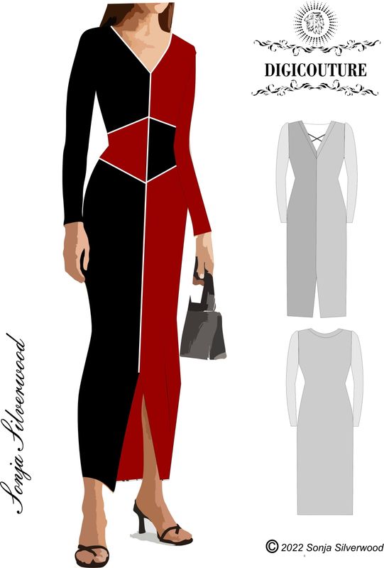 Instant couture coulourblock dress