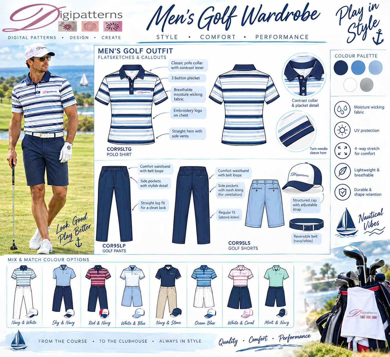 Mens golfer wardrobe