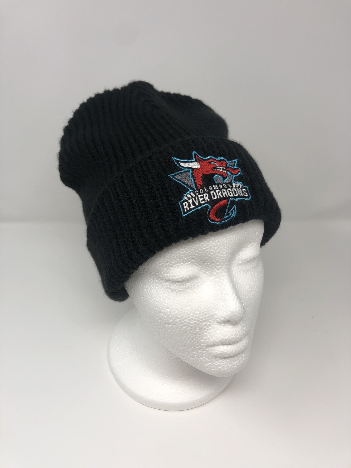 Main Logo Black Embroidered Beanie Hat