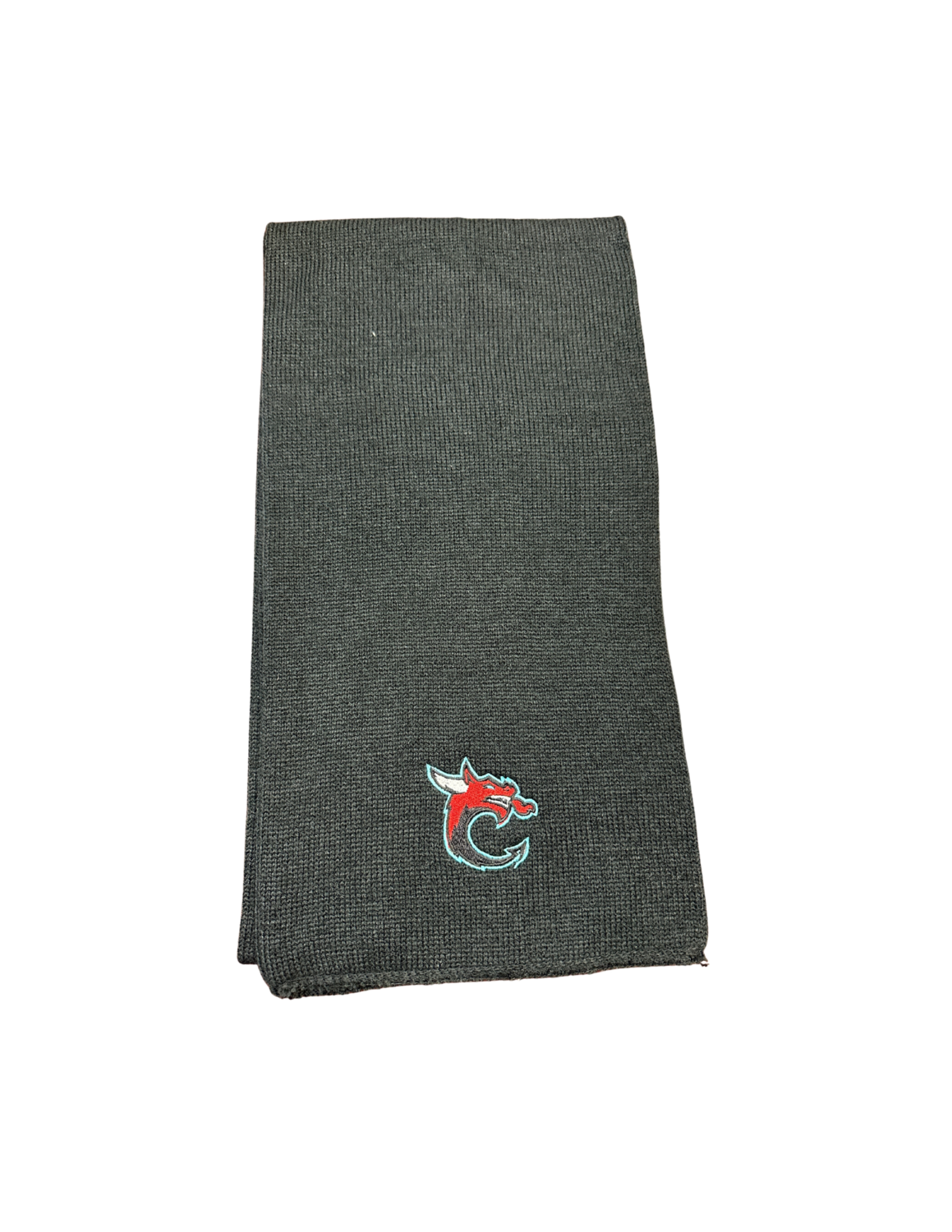 C Logo Black Embroidered Knitted Scarf