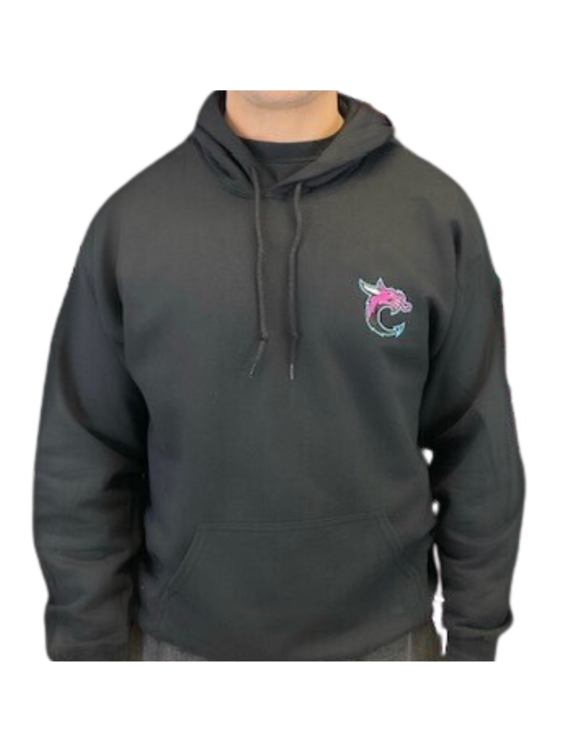 Youth Pink C Logo Black Embroidered Hoodie