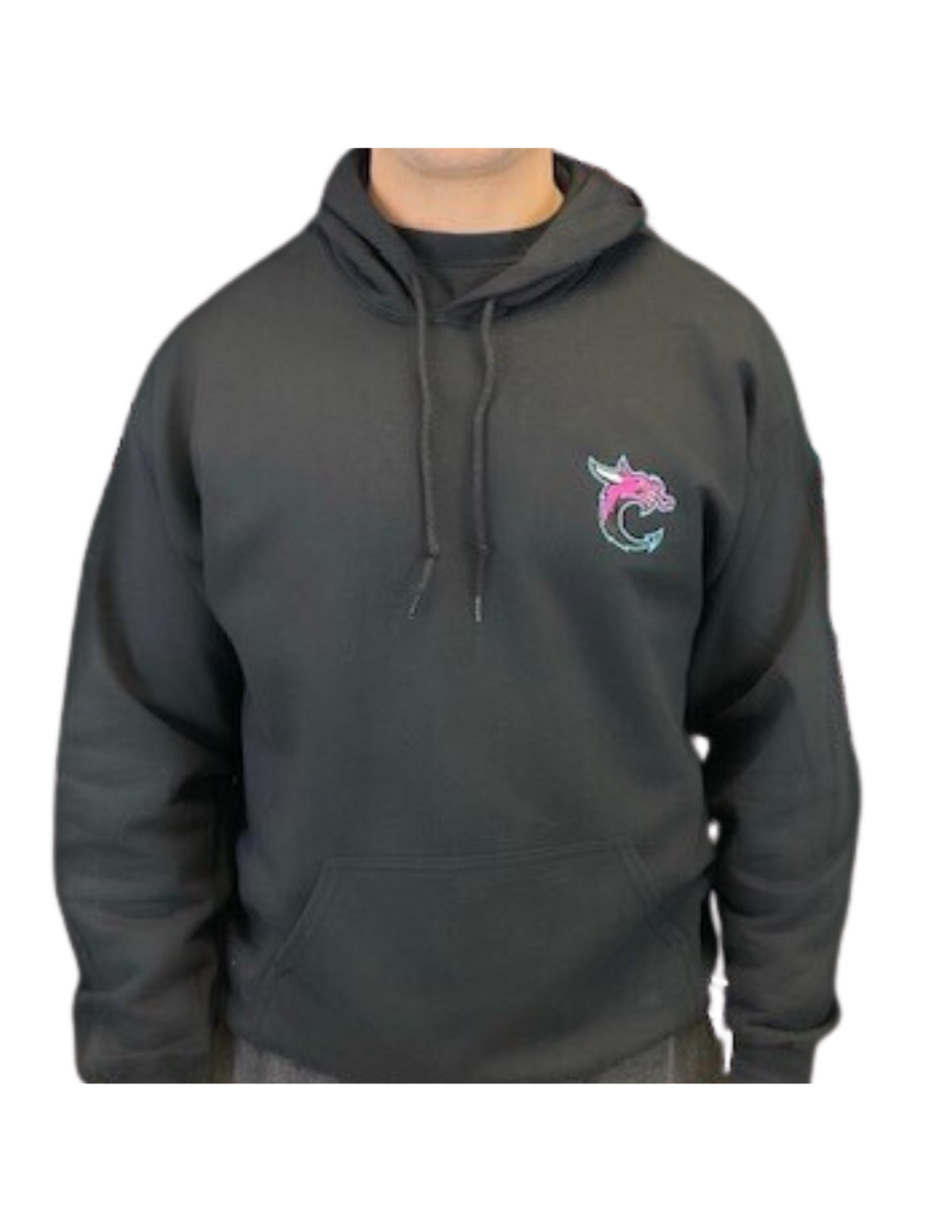 Pink C Logo Black Embroidered Hoodie