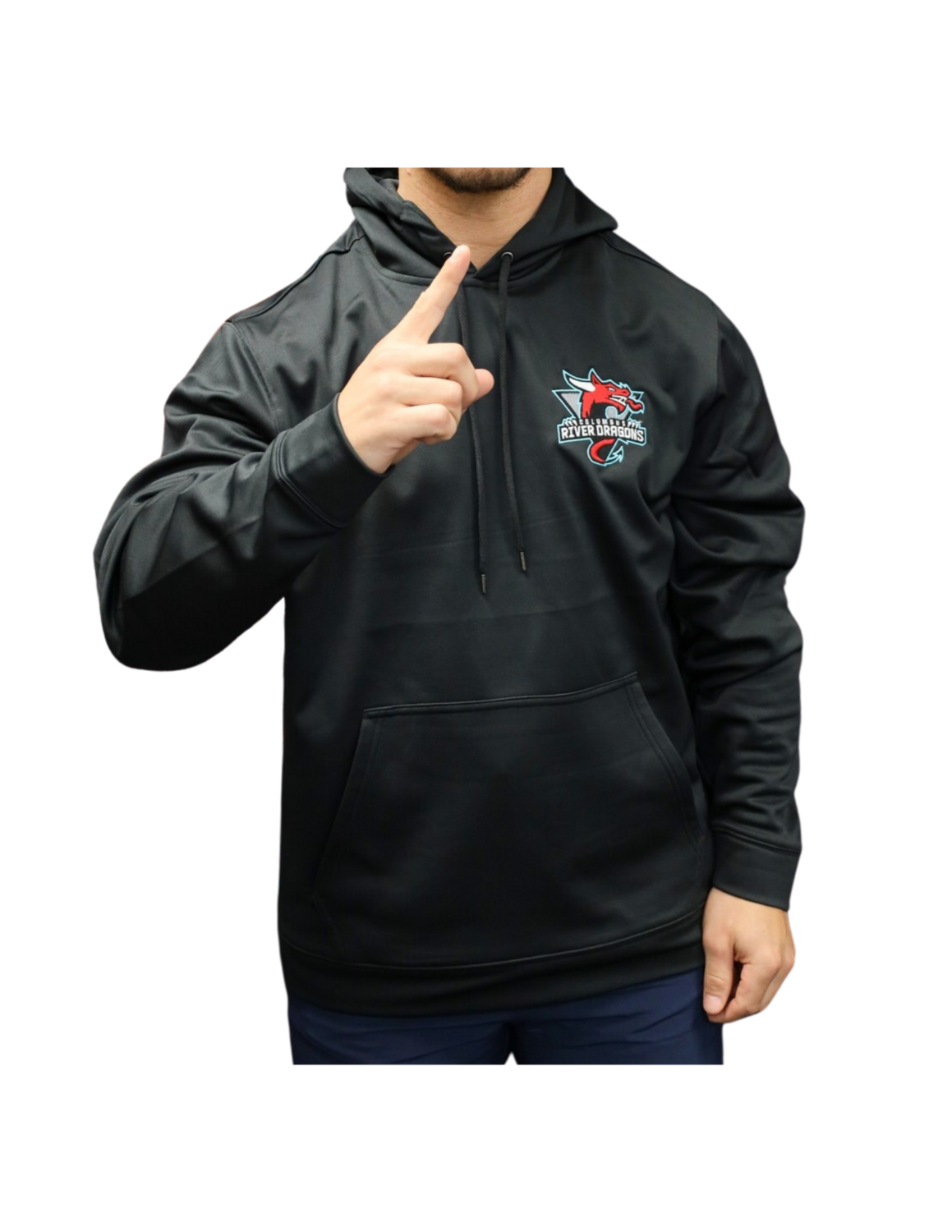Main Logo Black Sport-Wick Embroidered Hoodie