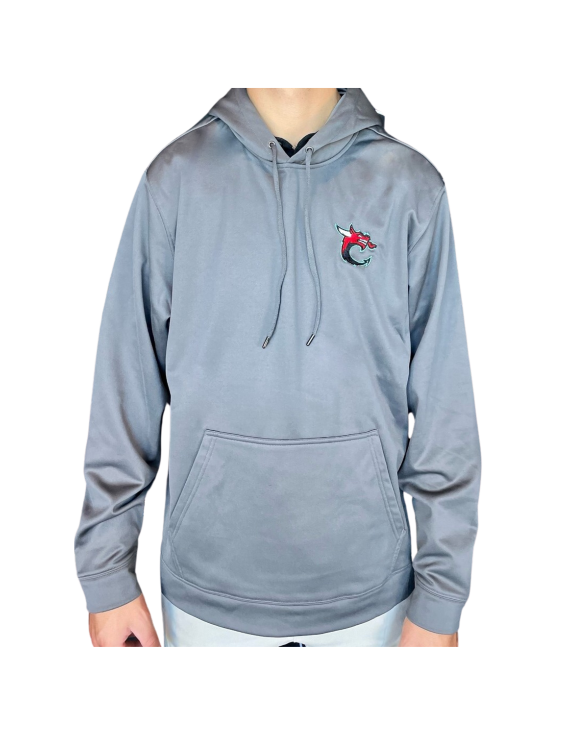 C Logo Grey Sport-Wick Embroidered Hoodie