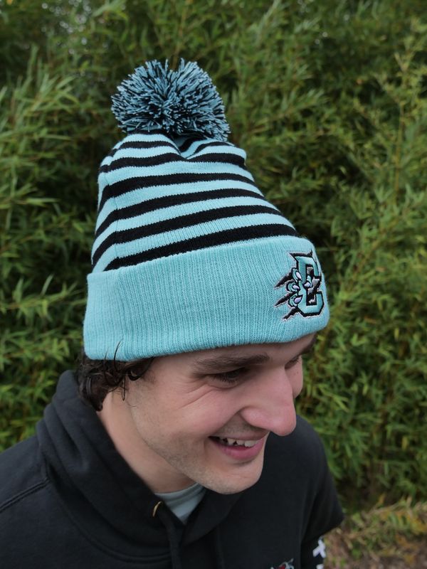 Striped Pom Pom Beanie