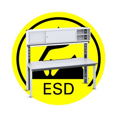 Arbeitsplatz primus two mit Schiebetürenaufbau ESD (konfigurierbar)