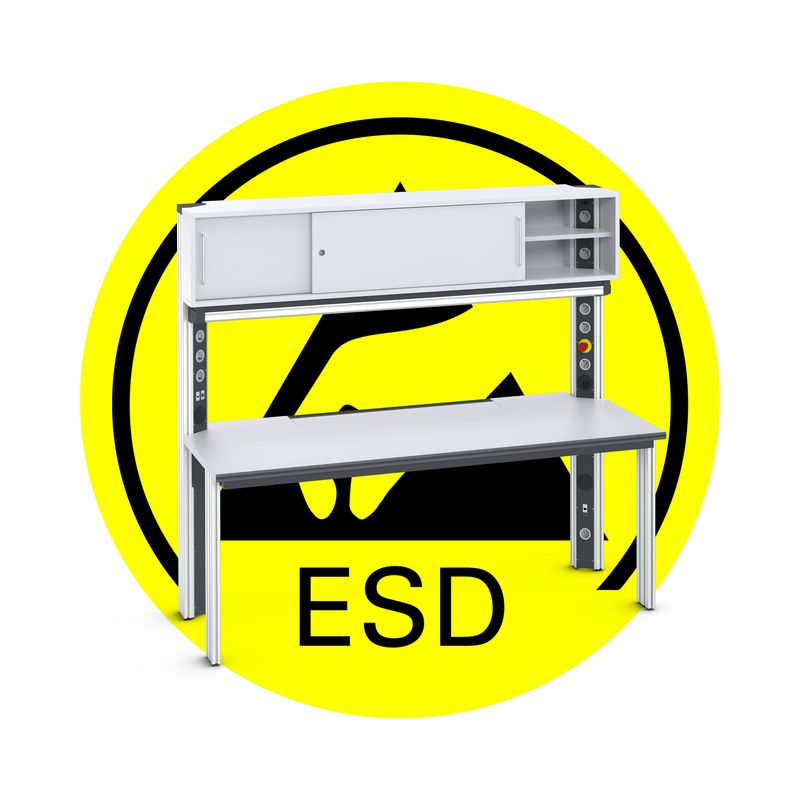 Arbeitsplatz primus two mit Schiebetürenaufbau ESD (konfigurierbar)
