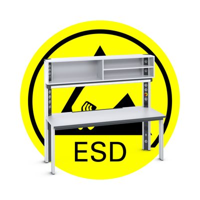 Arbeitsplatz primus two mit Regalaufbau ESD (konfigurierbar) Arbeitsplatz primus two mit Regalaufbau ESD (konfigurierbar)