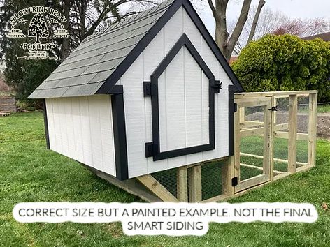 4x6 Chicken Tractor coop with smart siding, pressure-treated legs, wheels and attached run!