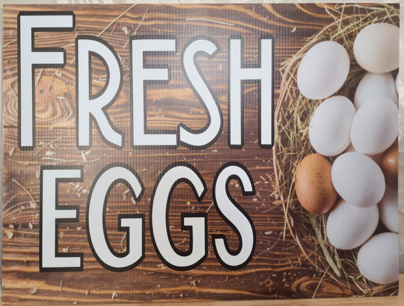 Fresh Eggs with a wood grain looking background YARD SIGN