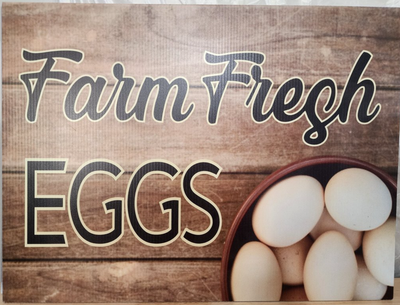 Farm Fresh Eggs with a pallet background YARD SIGN