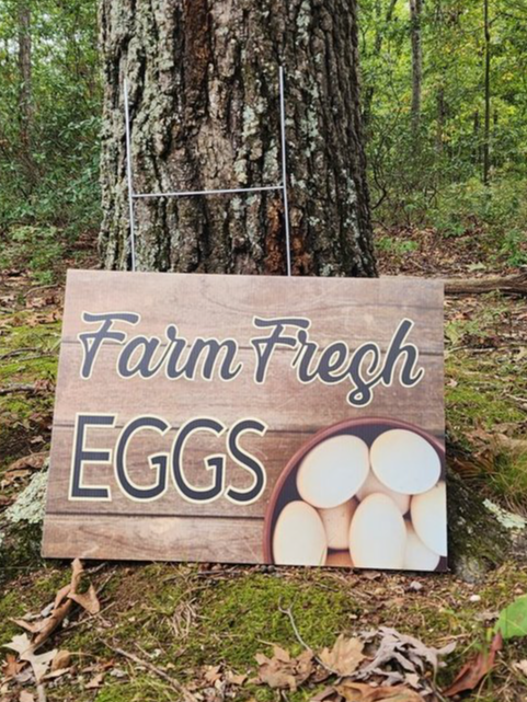 Farm Fresh Eggs with a pallet background YARD SIGN