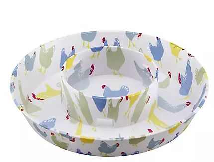 Plastic feed and water base combo for chicks.