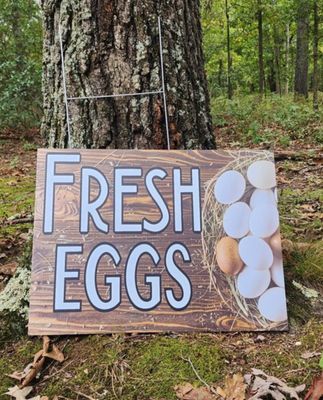 Fresh Eggs with a wood grain looking background YARD SIGN