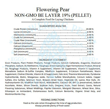 NON GMO Flowering Pear Poultry SPECIAL BLEND recipe WINTER blend LAYER Feed 19% protein Pellets