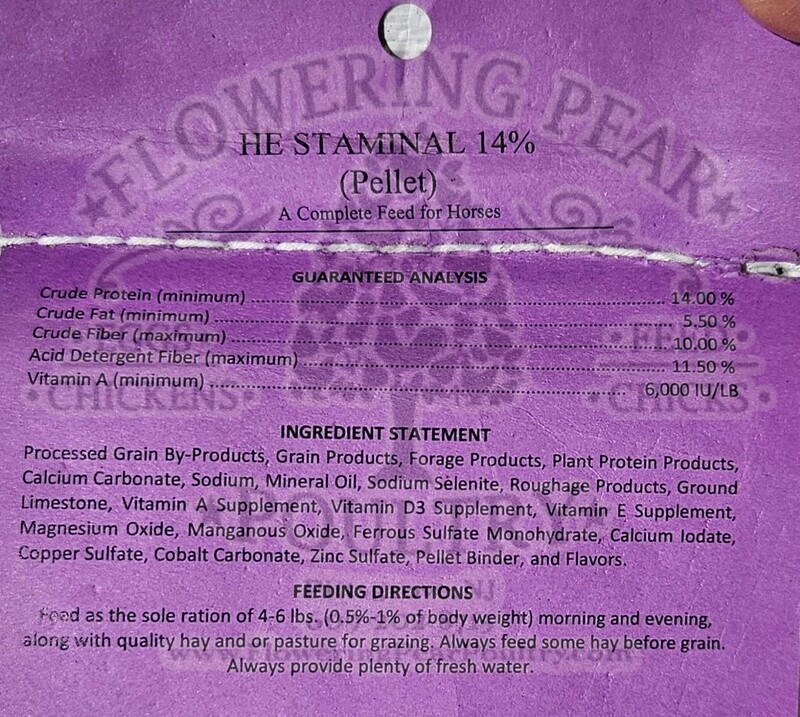 Horse HE Staminal 14% protein pellet