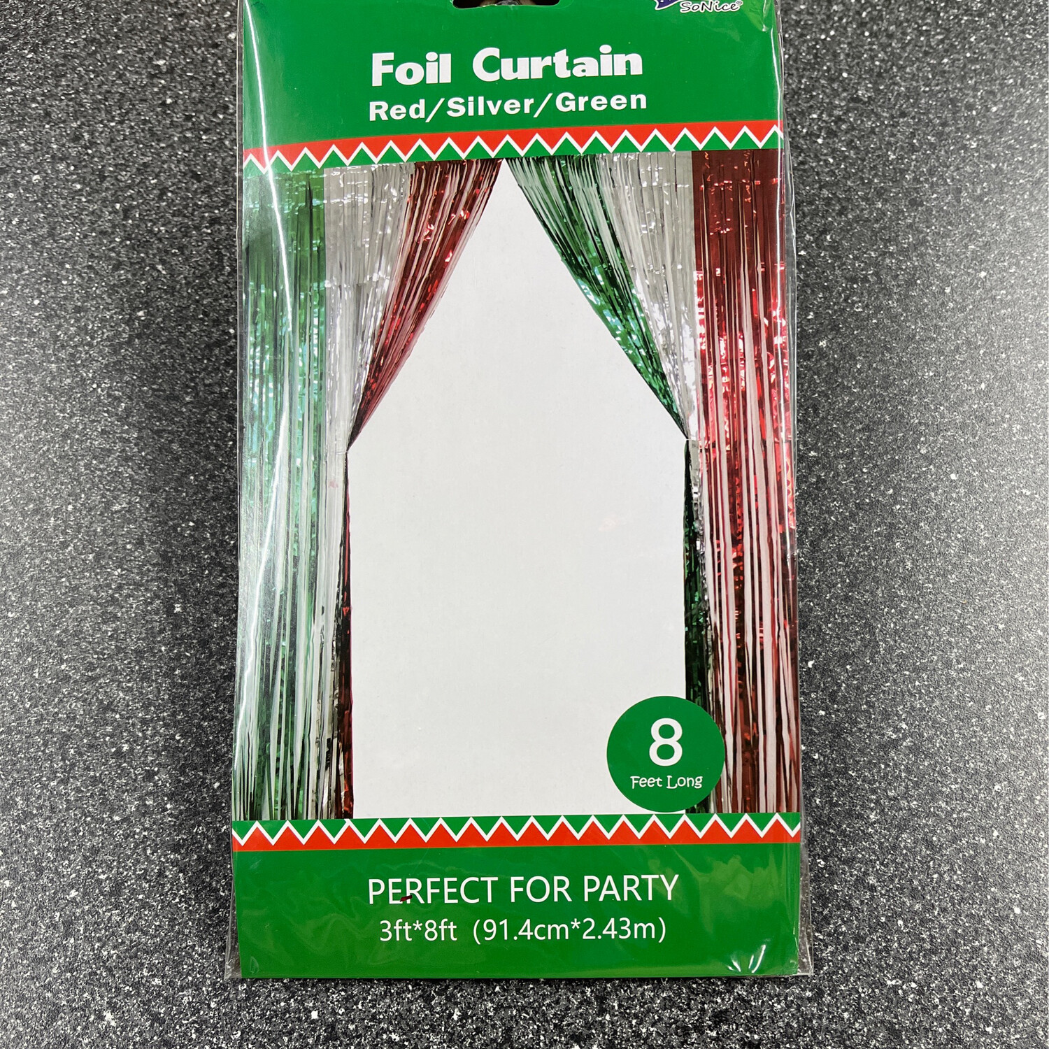 Tricolor Foil Curtain 3x8ft