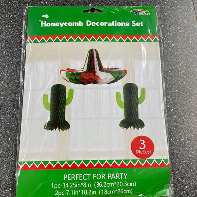 Honeycomb Decor Hat/cactus 3 Pc 