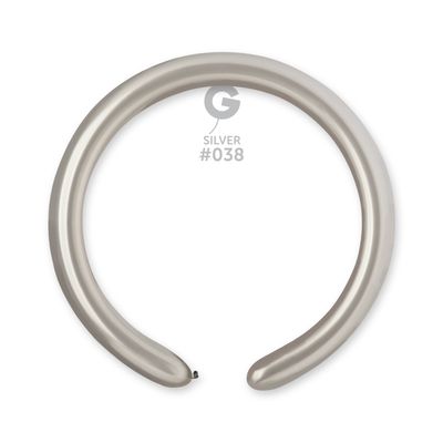 #038 Silver 553802 Metallic Color 2/60 in 50pcs Gemar Balloons