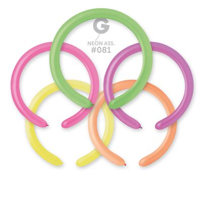 #081 Neon Assorted 558104 – 2/60 in 50pcs Gemar Balloons