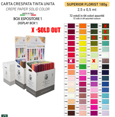 Crepe Paper Italian 180g  Solid Colors Wholesale 25 rolls
