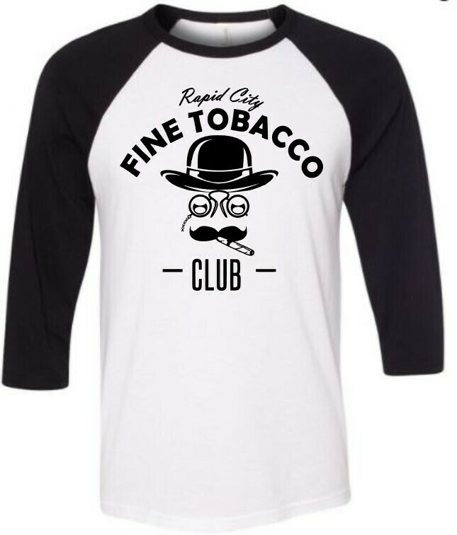 RC Fine Tobacco Club Unisex 3/4 sleeve Baseball Tee