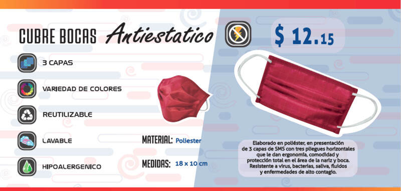 Cubre Bocas Antiestático