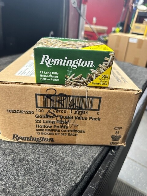 WHOLESALE Remington Ammunition 21250 Golden Bullet Rimfire 22 LR 36 gr Hollow Point (HP) 525 Per Box/ 12 Cs 6300ct Total