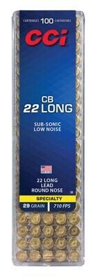 CCI 0038 Specialty CB Subsonic 22 Long 29 gr Lead Round Nose (LRN) 100 Per Box