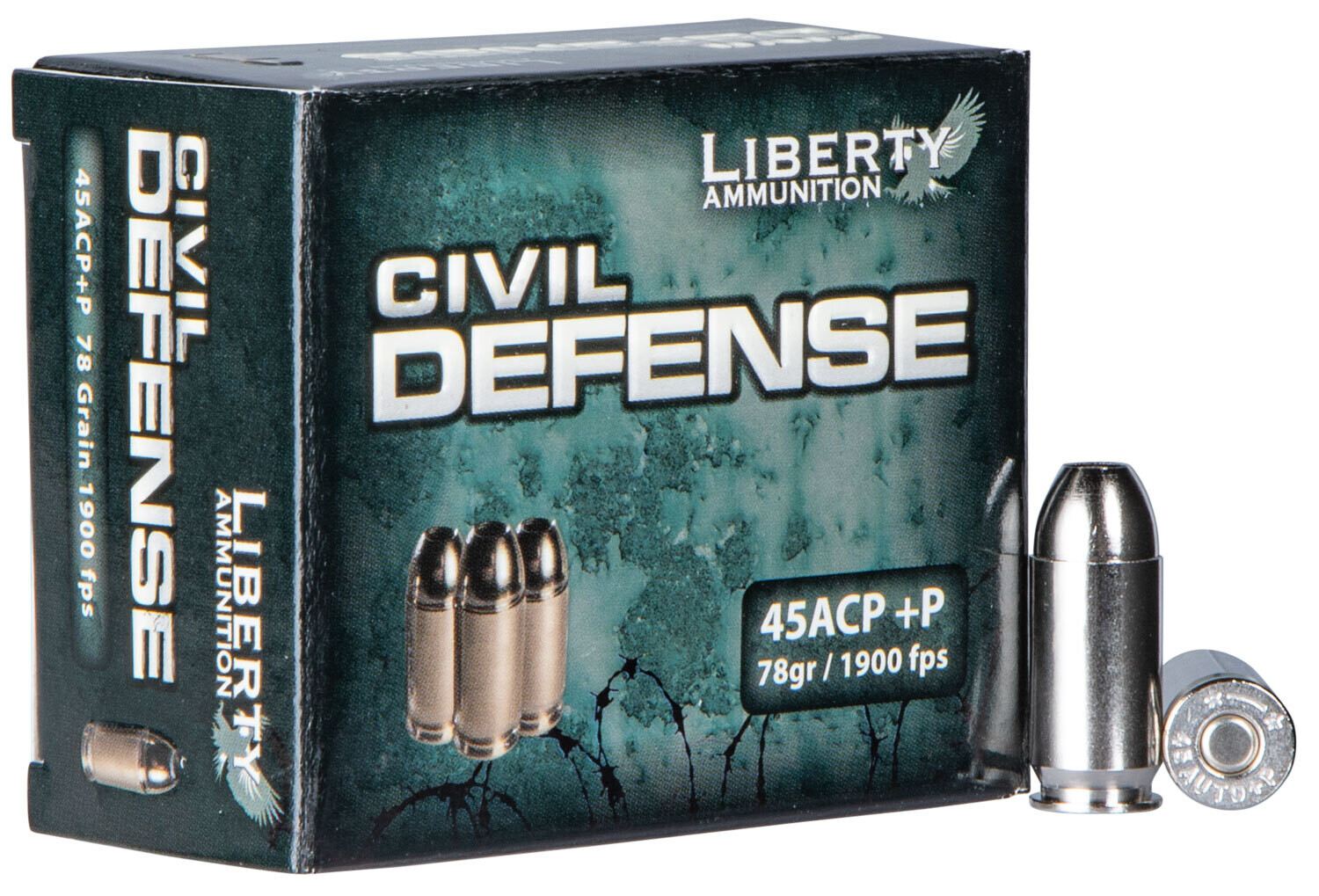 Liberty Ammunition LACD45013 Civil Defense 45 ACP +P 78 gr Lead Free Fragmenting Hollow Point 20 Per Box