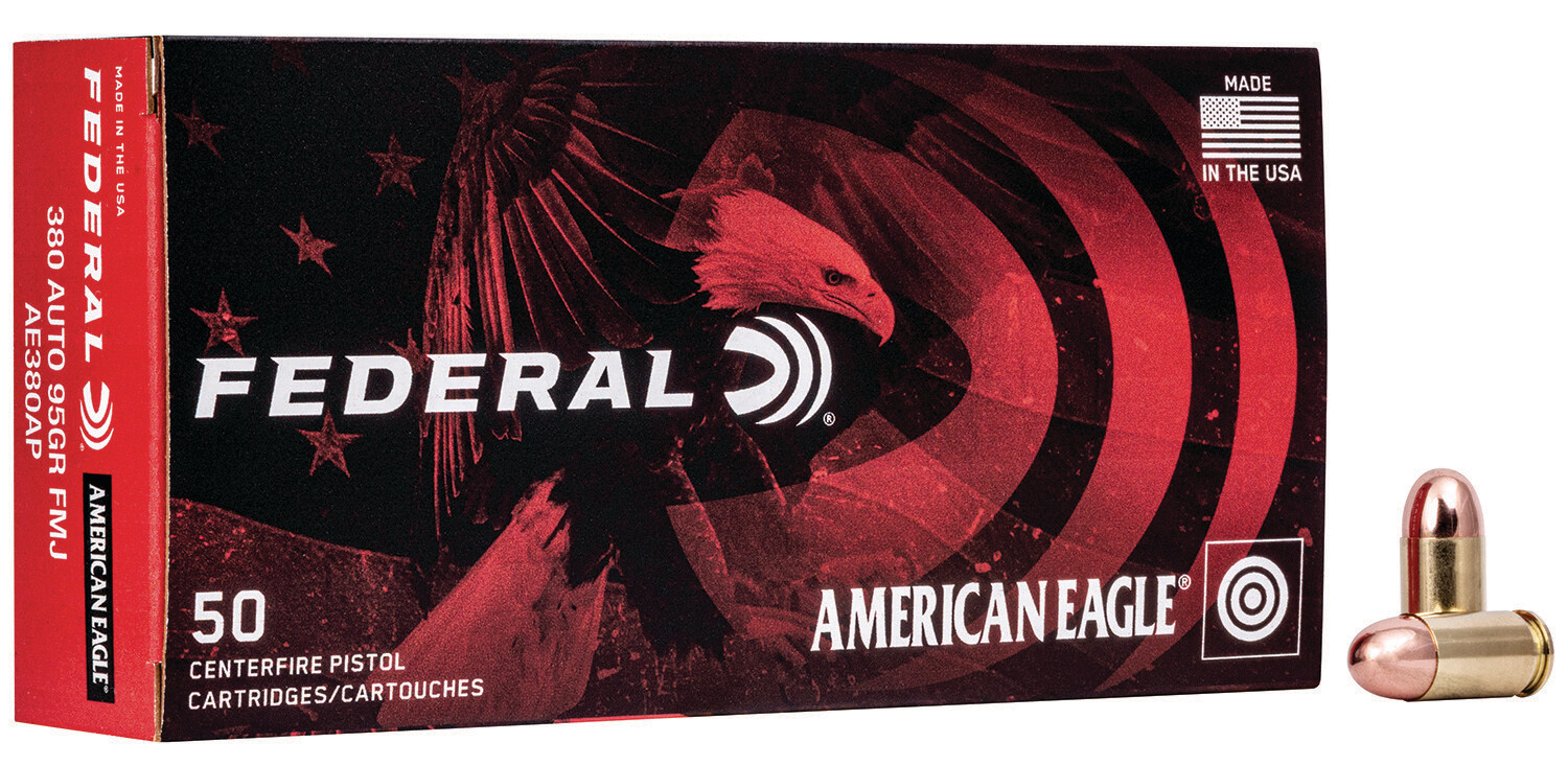 Federal AE380AP American Eagle Handgun 380 ACP 95 gr Full Metal Jacket 50 Per Box