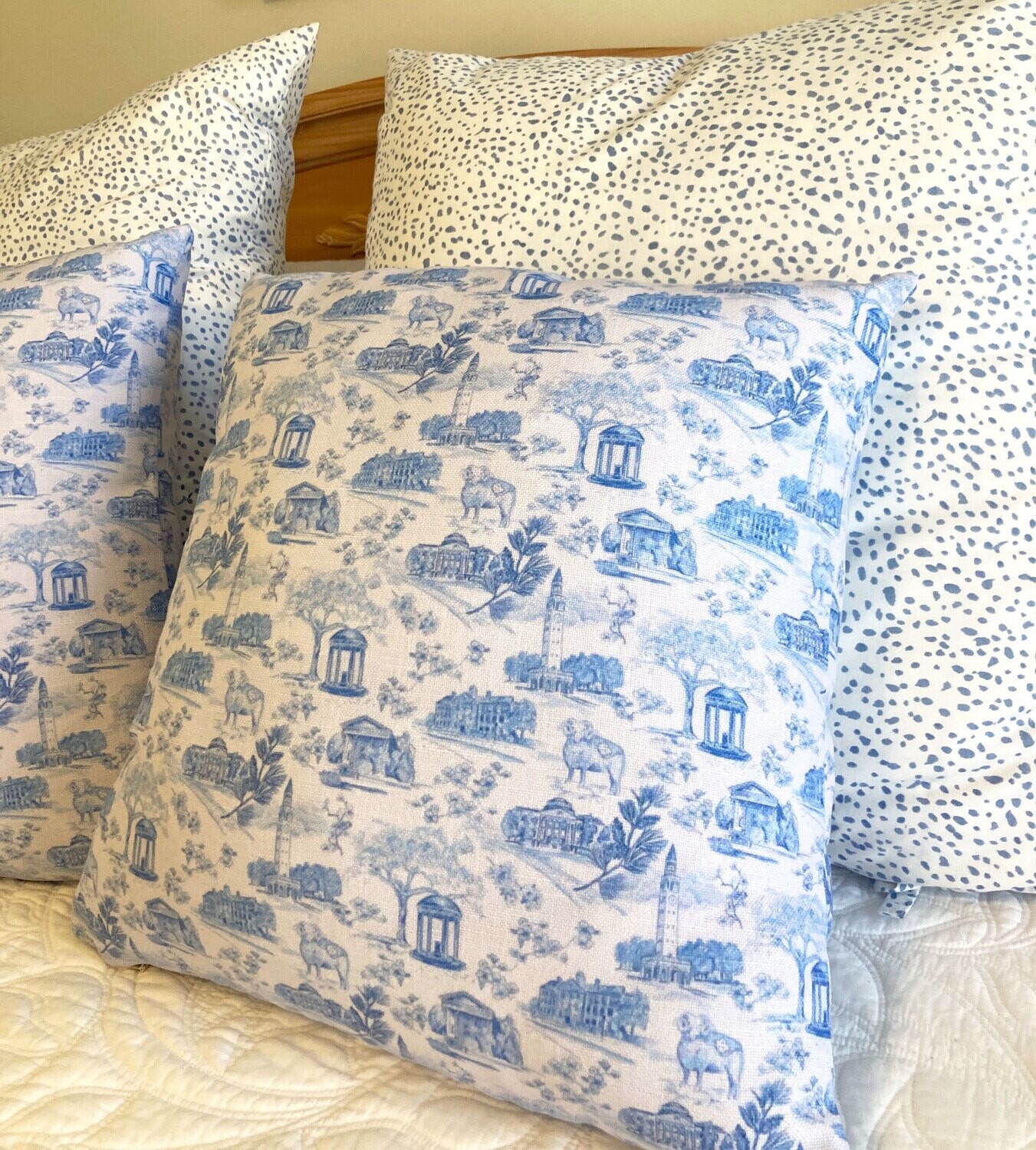 Faux Linen Square Tar Heel Toile Throw Pillows