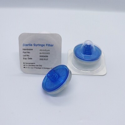 Sterile Syringe Filter-PES, 33mm Diameter (Double Luer Lock) 100/Pack, 400/Case