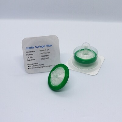 Sterile Syringe Filter-PES, 0.45um Pore Size (Female Luer Lock + Male Luer Slip)