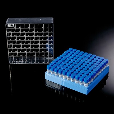 CryoKING® Combo: 1.5mL vials (blue caps)+2in. box (100-well) 6 Bags/Pack, 2 Packs/Case