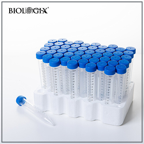 Biologix Centrifuge Tubes- Flat Seal-15mL (Rack) 25/Bag, 500/Case