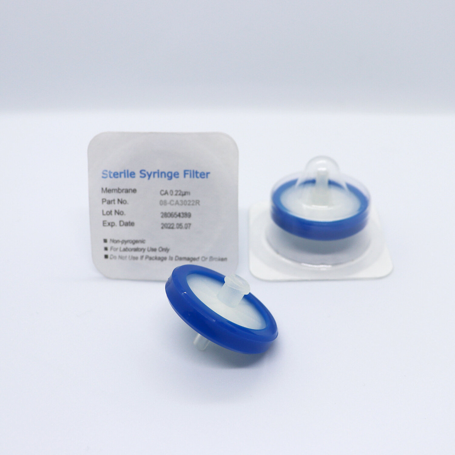 Biologix Syringe Wheel Filter- CA Material, 0.22um, Female Luer Lock + Male Luer Slip, Individually Wrapped. Pack of 100