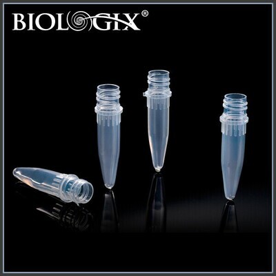 Biologix 1.5ml 2.0ml Screw Cap Microtubes, Clear, Conical Bottom,Caps sold Separately