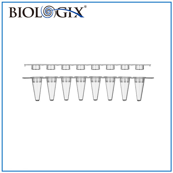 0.1ml 8 Strip PCR Tubes Flat caps Clear/White tubes