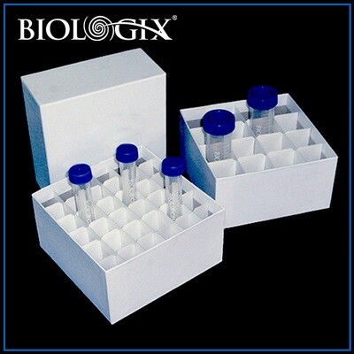 Biologix Premium Cardboard Freezer Boxes- (White, 16-Well, 36-Well) 5/Pack, 100/Case