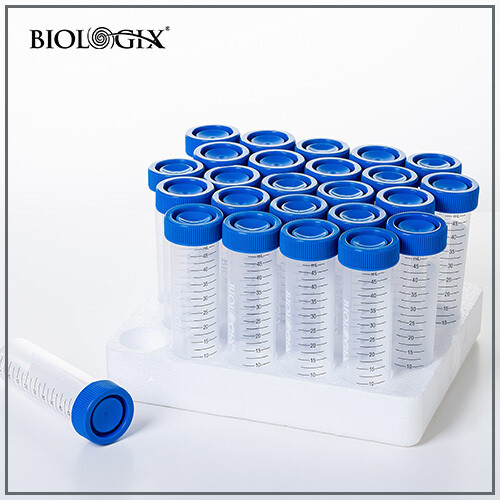 BIOLOGIX 15ml/ 50m CONICAL BOTTOM CENTRIFUGE TUBES WITH PLUG SEAL, TUBES HAVE WRITING PATCH AND  GRADUATION MARK.